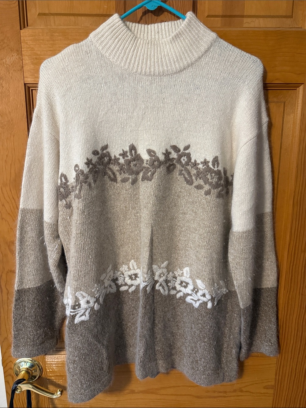 Neutral Floral Mock Neck Sweater